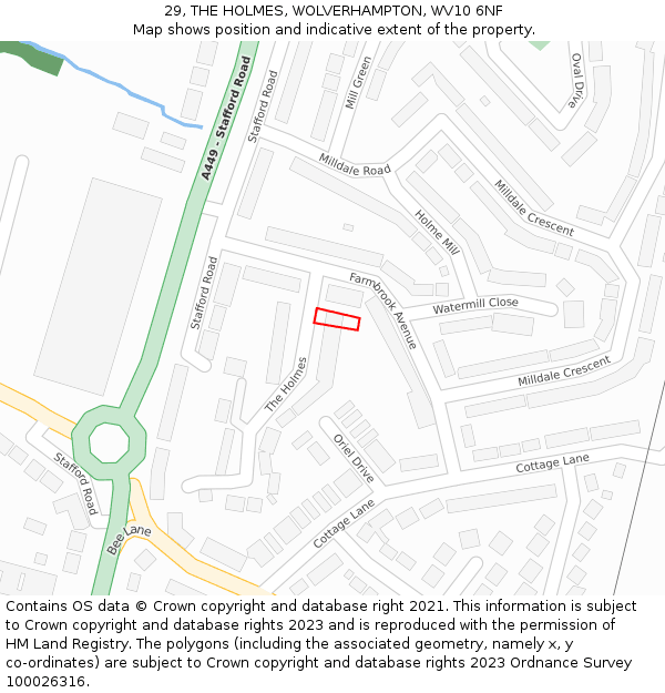 29, THE HOLMES, WOLVERHAMPTON, WV10 6NF: Location map and indicative extent of plot