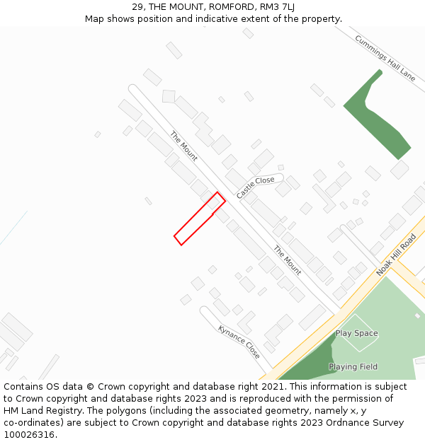 29, THE MOUNT, ROMFORD, RM3 7LJ: Location map and indicative extent of plot