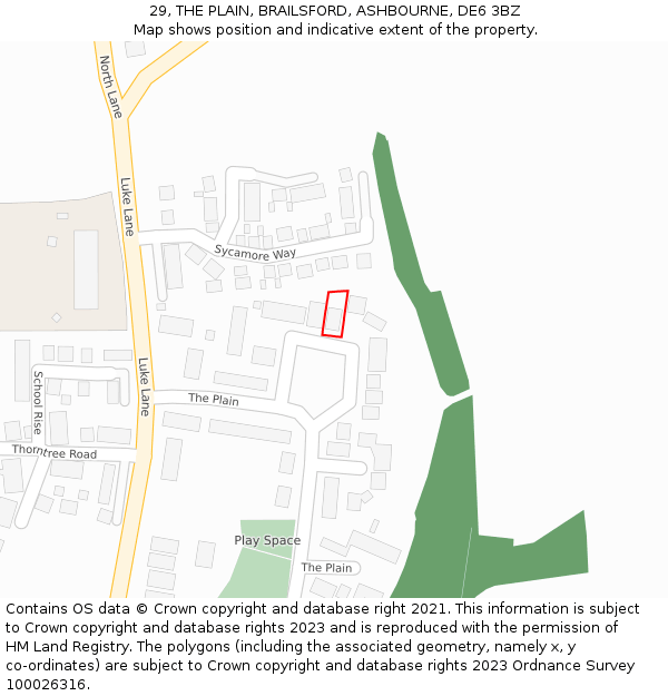29, THE PLAIN, BRAILSFORD, ASHBOURNE, DE6 3BZ: Location map and indicative extent of plot