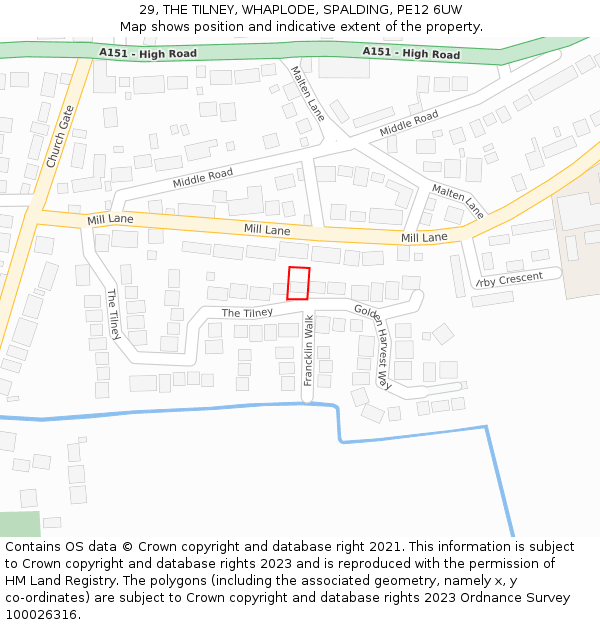 29, THE TILNEY, WHAPLODE, SPALDING, PE12 6UW: Location map and indicative extent of plot