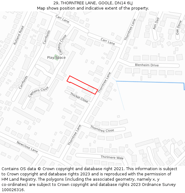 29, THORNTREE LANE, GOOLE, DN14 6LJ: Location map and indicative extent of plot