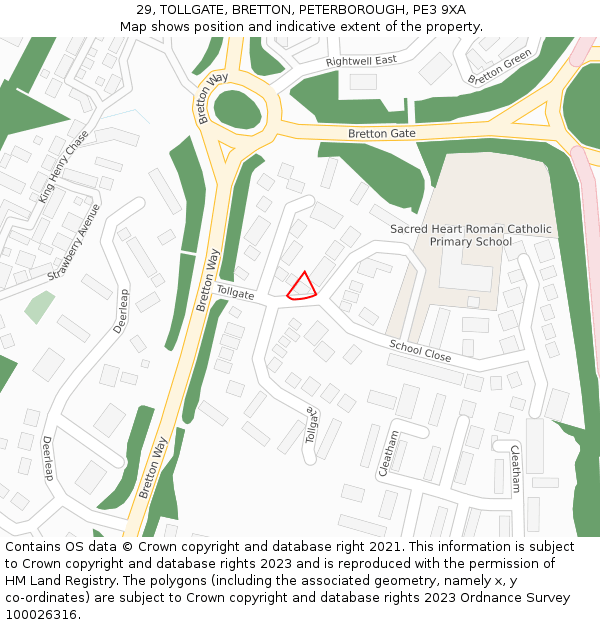 29, TOLLGATE, BRETTON, PETERBOROUGH, PE3 9XA: Location map and indicative extent of plot