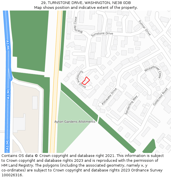29, TURNSTONE DRIVE, WASHINGTON, NE38 0DB: Location map and indicative extent of plot