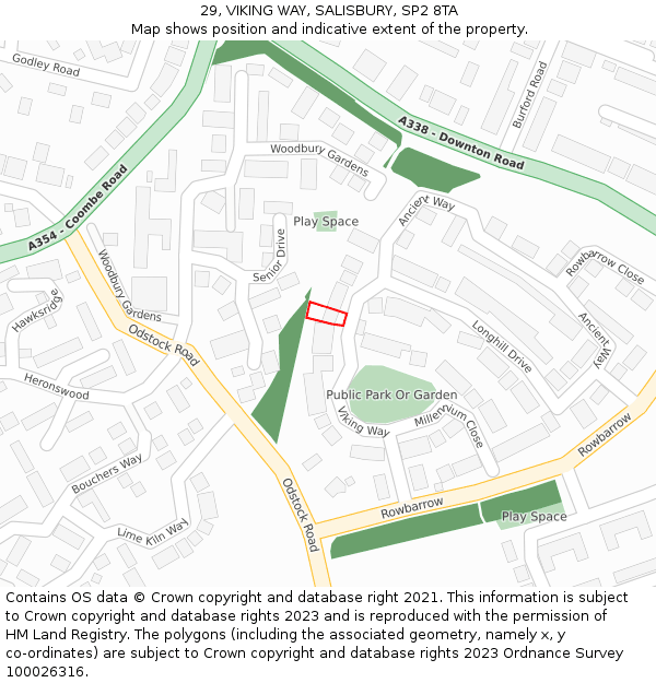 29, VIKING WAY, SALISBURY, SP2 8TA: Location map and indicative extent of plot
