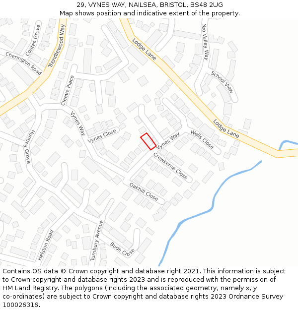 29, VYNES WAY, NAILSEA, BRISTOL, BS48 2UG: Location map and indicative extent of plot