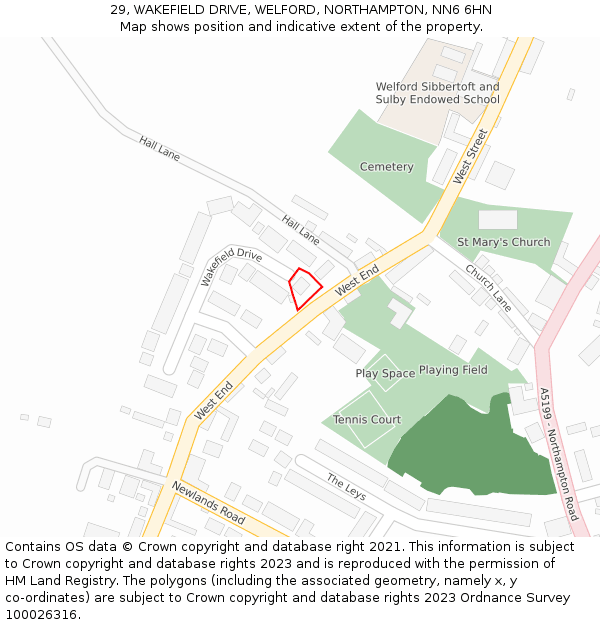 29, WAKEFIELD DRIVE, WELFORD, NORTHAMPTON, NN6 6HN: Location map and indicative extent of plot