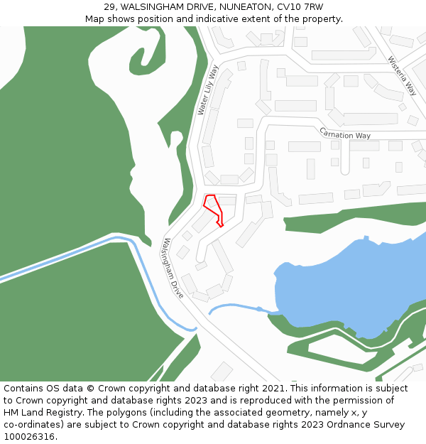 29, WALSINGHAM DRIVE, NUNEATON, CV10 7RW: Location map and indicative extent of plot