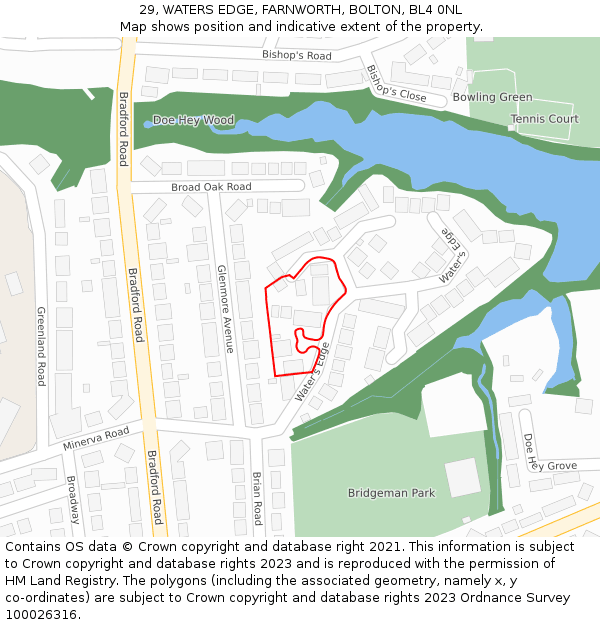 29, WATERS EDGE, FARNWORTH, BOLTON, BL4 0NL: Location map and indicative extent of plot