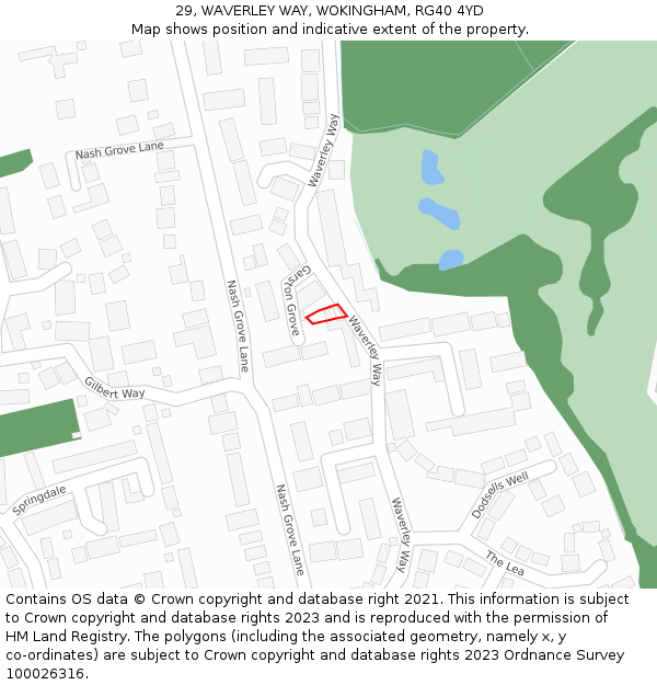 29, WAVERLEY WAY, WOKINGHAM, RG40 4YD: Location map and indicative extent of plot