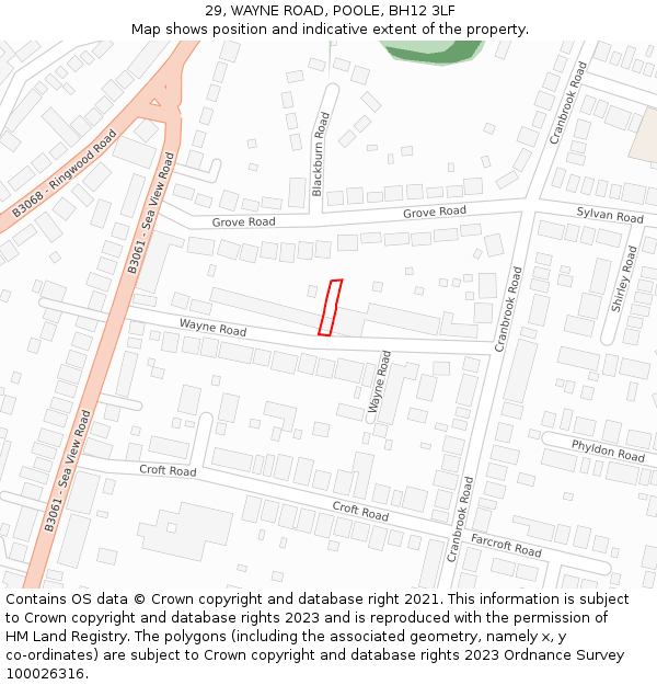 29, WAYNE ROAD, POOLE, BH12 3LF: Location map and indicative extent of plot