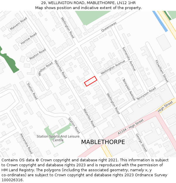 29, WELLINGTON ROAD, MABLETHORPE, LN12 1HR: Location map and indicative extent of plot