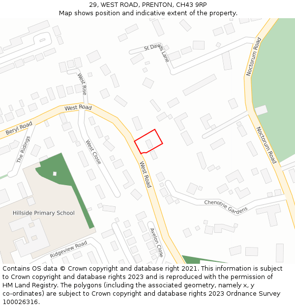 29, WEST ROAD, PRENTON, CH43 9RP: Location map and indicative extent of plot