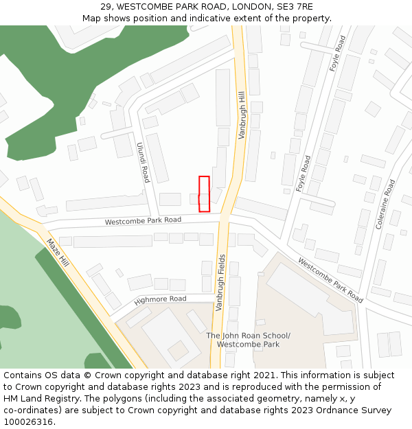 29, WESTCOMBE PARK ROAD, LONDON, SE3 7RE: Location map and indicative extent of plot