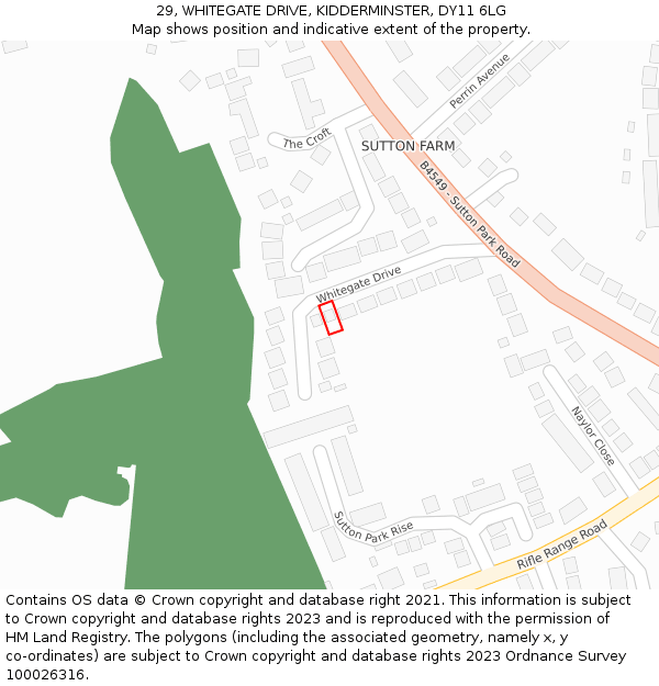 29, WHITEGATE DRIVE, KIDDERMINSTER, DY11 6LG: Location map and indicative extent of plot