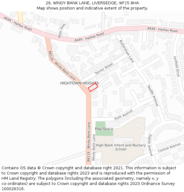 29, WINDY BANK LANE, LIVERSEDGE, WF15 8HA: Location map and indicative extent of plot