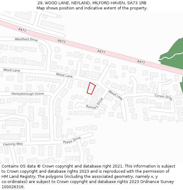 29, WOOD LANE, NEYLAND, MILFORD HAVEN, SA73 1RB: Location map and indicative extent of plot