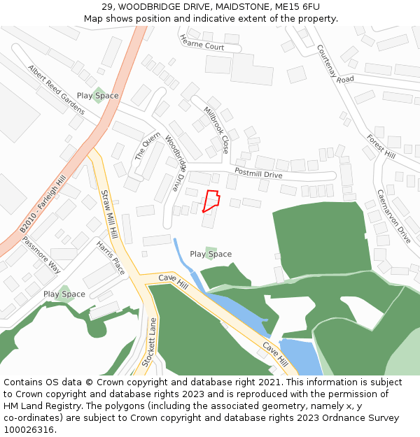 29, WOODBRIDGE DRIVE, MAIDSTONE, ME15 6FU: Location map and indicative extent of plot