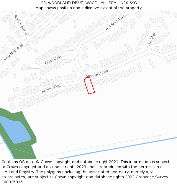 29, WOODLAND DRIVE, WOODHALL SPA, LN10 6YG: Location map and indicative extent of plot