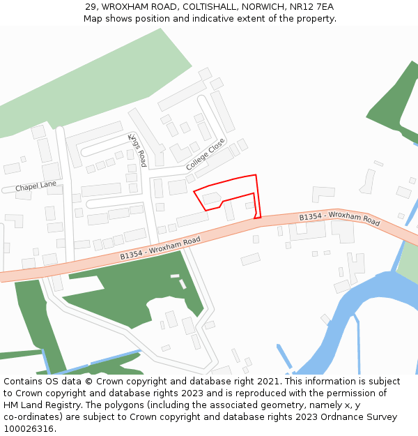 29, WROXHAM ROAD, COLTISHALL, NORWICH, NR12 7EA: Location map and indicative extent of plot