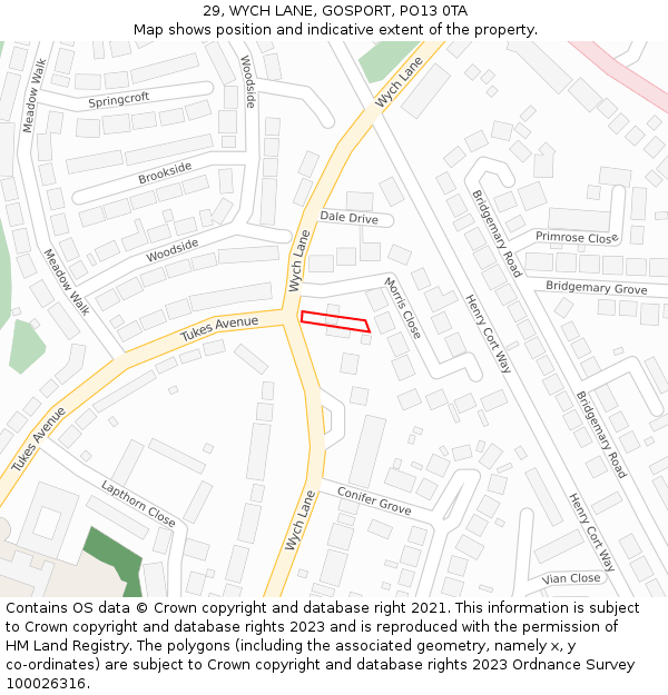 29, WYCH LANE, GOSPORT, PO13 0TA: Location map and indicative extent of plot