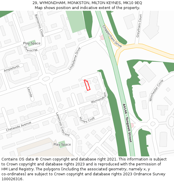 29, WYMONDHAM, MONKSTON, MILTON KEYNES, MK10 9EQ: Location map and indicative extent of plot