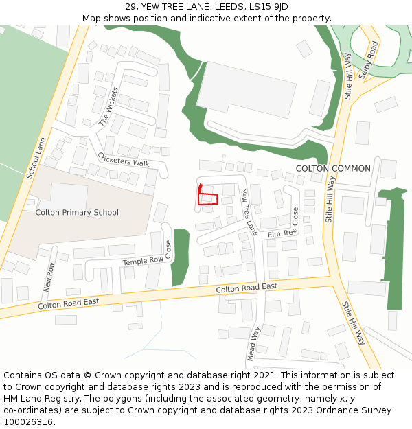 29, YEW TREE LANE, LEEDS, LS15 9JD: Location map and indicative extent of plot