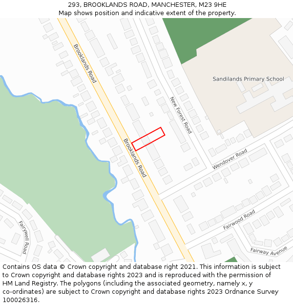 293, BROOKLANDS ROAD, MANCHESTER, M23 9HE: Location map and indicative extent of plot