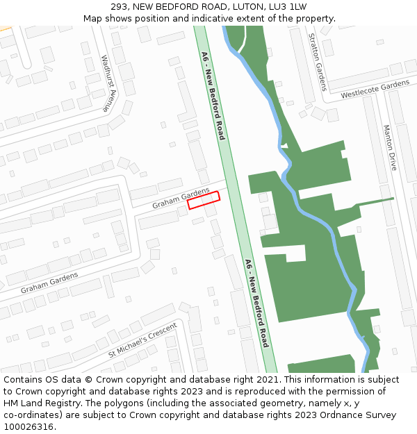 293, NEW BEDFORD ROAD, LUTON, LU3 1LW: Location map and indicative extent of plot