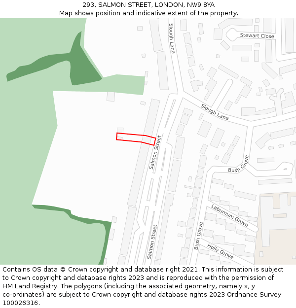 293, SALMON STREET, LONDON, NW9 8YA: Location map and indicative extent of plot