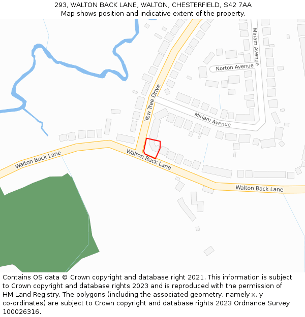 293, WALTON BACK LANE, WALTON, CHESTERFIELD, S42 7AA: Location map and indicative extent of plot
