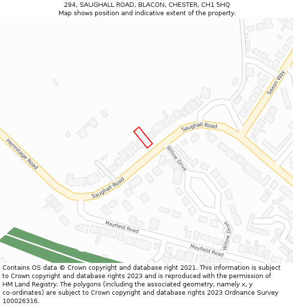 294, SAUGHALL ROAD, BLACON, CHESTER, CH1 5HQ: Location map and indicative extent of plot