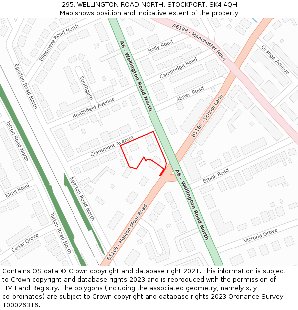 295, WELLINGTON ROAD NORTH, STOCKPORT, SK4 4QH: Location map and indicative extent of plot