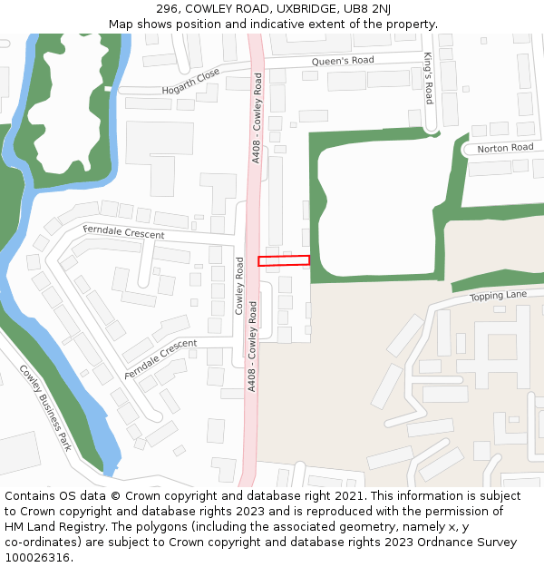 296, COWLEY ROAD, UXBRIDGE, UB8 2NJ: Location map and indicative extent of plot