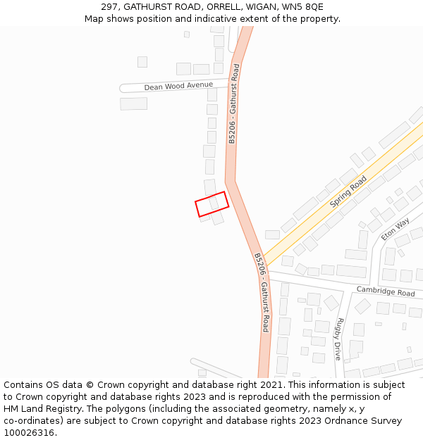 297, GATHURST ROAD, ORRELL, WIGAN, WN5 8QE: Location map and indicative extent of plot