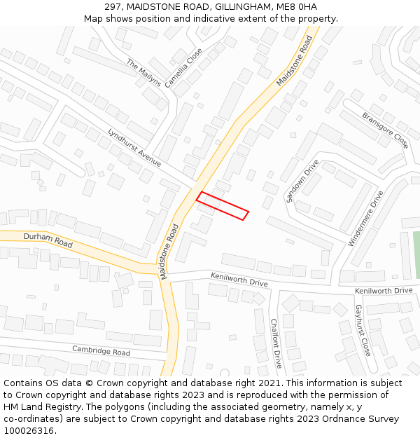 297, MAIDSTONE ROAD, GILLINGHAM, ME8 0HA: Location map and indicative extent of plot
