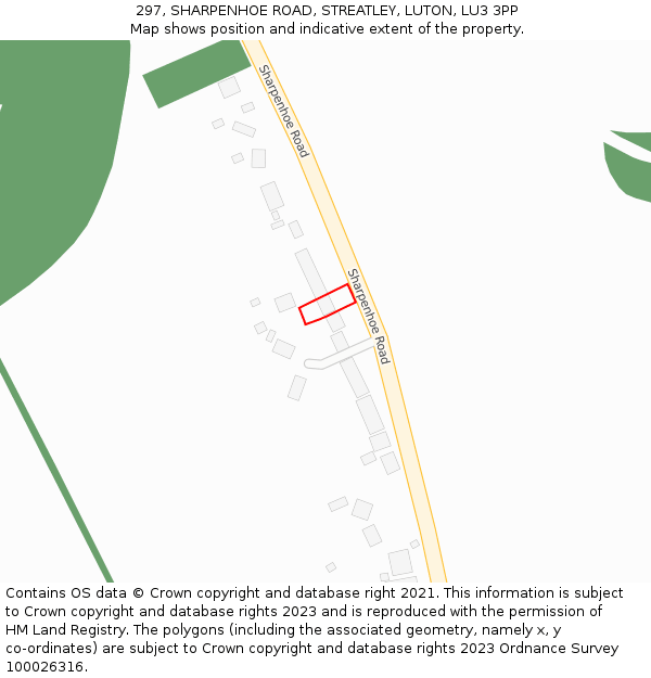 297, SHARPENHOE ROAD, STREATLEY, LUTON, LU3 3PP: Location map and indicative extent of plot