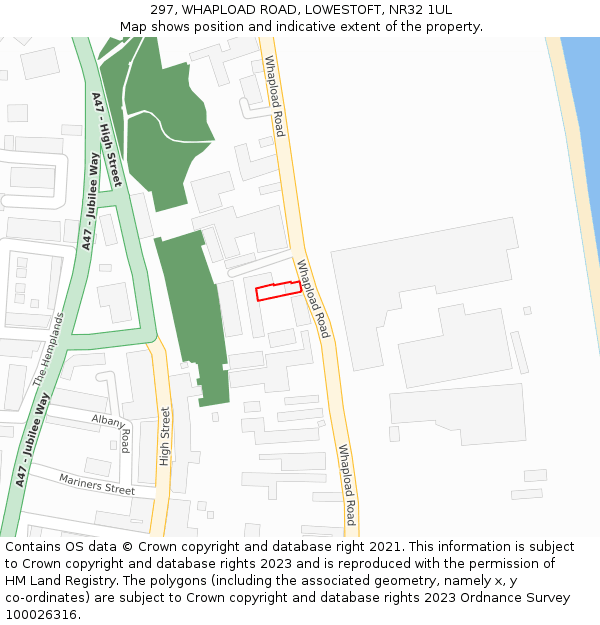 297, WHAPLOAD ROAD, LOWESTOFT, NR32 1UL: Location map and indicative extent of plot