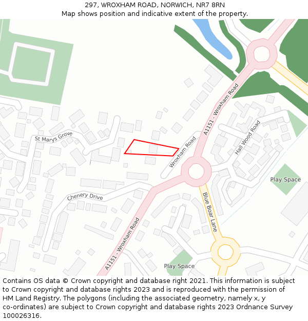 297, WROXHAM ROAD, NORWICH, NR7 8RN: Location map and indicative extent of plot
