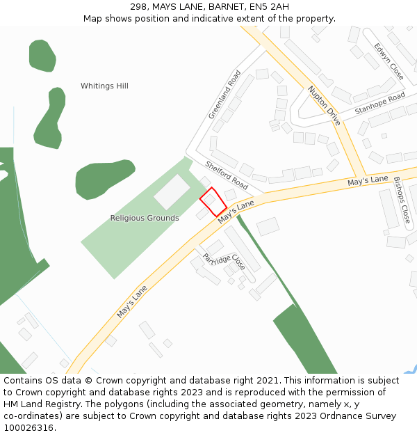 298, MAYS LANE, BARNET, EN5 2AH: Location map and indicative extent of plot