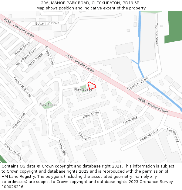29A, MANOR PARK ROAD, CLECKHEATON, BD19 5BL: Location map and indicative extent of plot