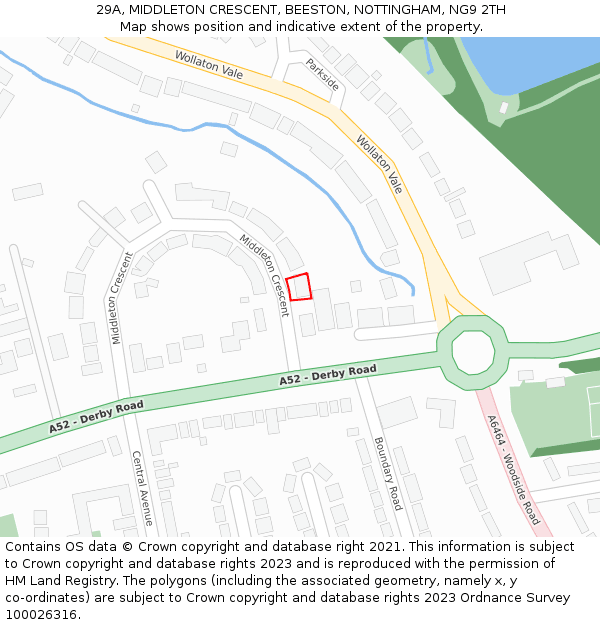 29A, MIDDLETON CRESCENT, BEESTON, NOTTINGHAM, NG9 2TH: Location map and indicative extent of plot