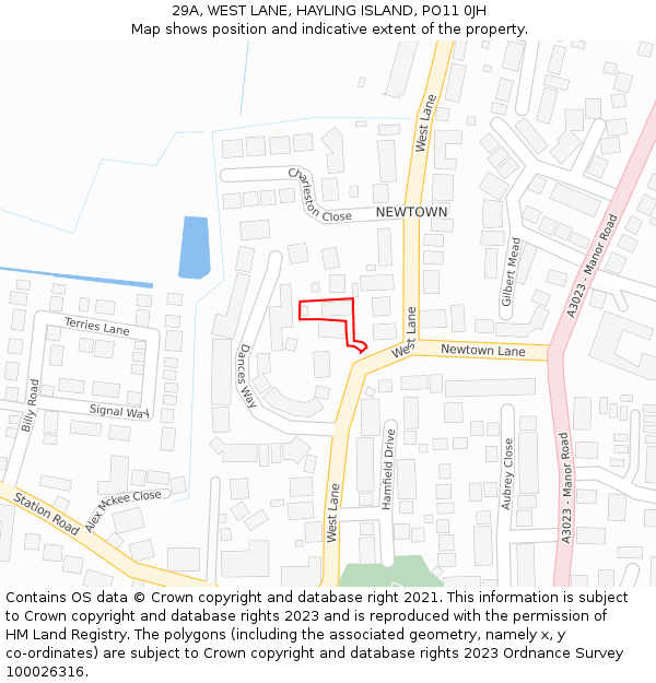 29A, WEST LANE, HAYLING ISLAND, PO11 0JH: Location map and indicative extent of plot