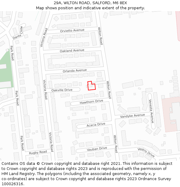 29A, WILTON ROAD, SALFORD, M6 8EX: Location map and indicative extent of plot