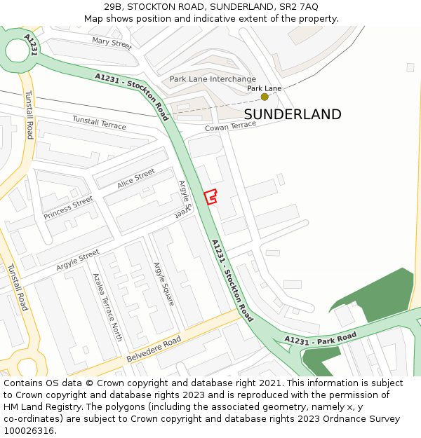 29B, STOCKTON ROAD, SUNDERLAND, SR2 7AQ: Location map and indicative extent of plot