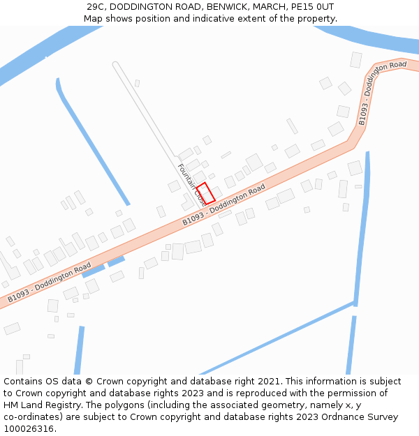 29C, DODDINGTON ROAD, BENWICK, MARCH, PE15 0UT: Location map and indicative extent of plot