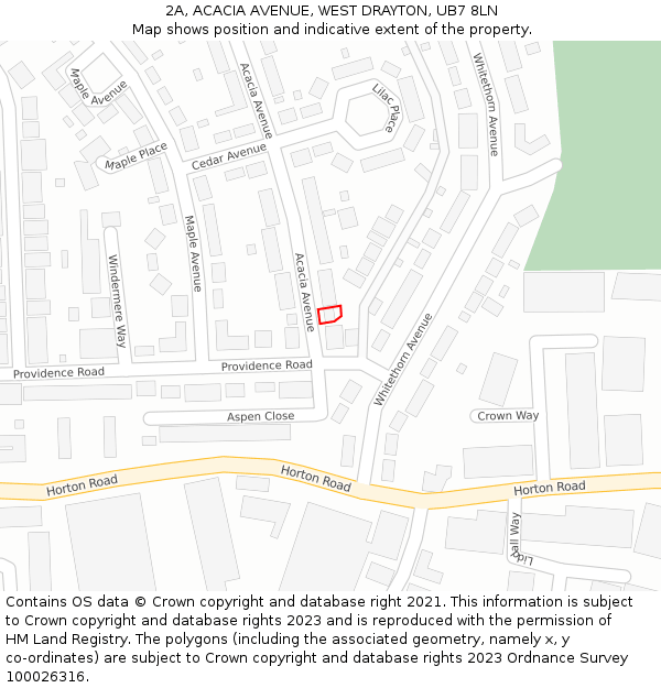 2A, ACACIA AVENUE, WEST DRAYTON, UB7 8LN: Location map and indicative extent of plot