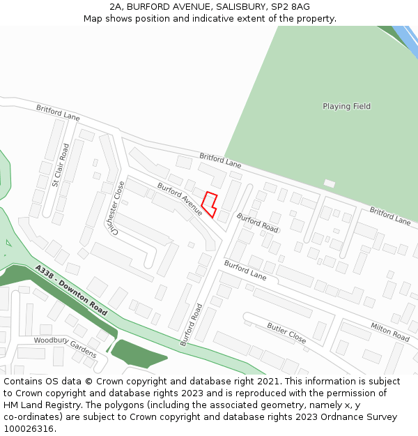2A, BURFORD AVENUE, SALISBURY, SP2 8AG: Location map and indicative extent of plot