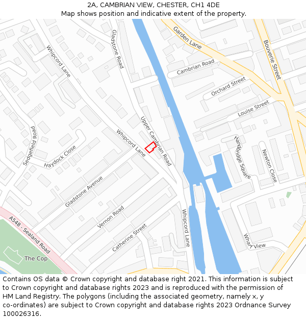 2A, CAMBRIAN VIEW, CHESTER, CH1 4DE: Location map and indicative extent of plot