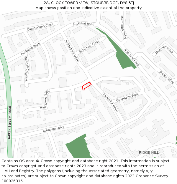 2A, CLOCK TOWER VIEW, STOURBRIDGE, DY8 5TJ: Location map and indicative extent of plot
