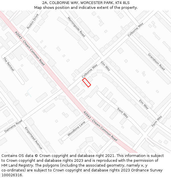 2A, COLBORNE WAY, WORCESTER PARK, KT4 8LS: Location map and indicative extent of plot